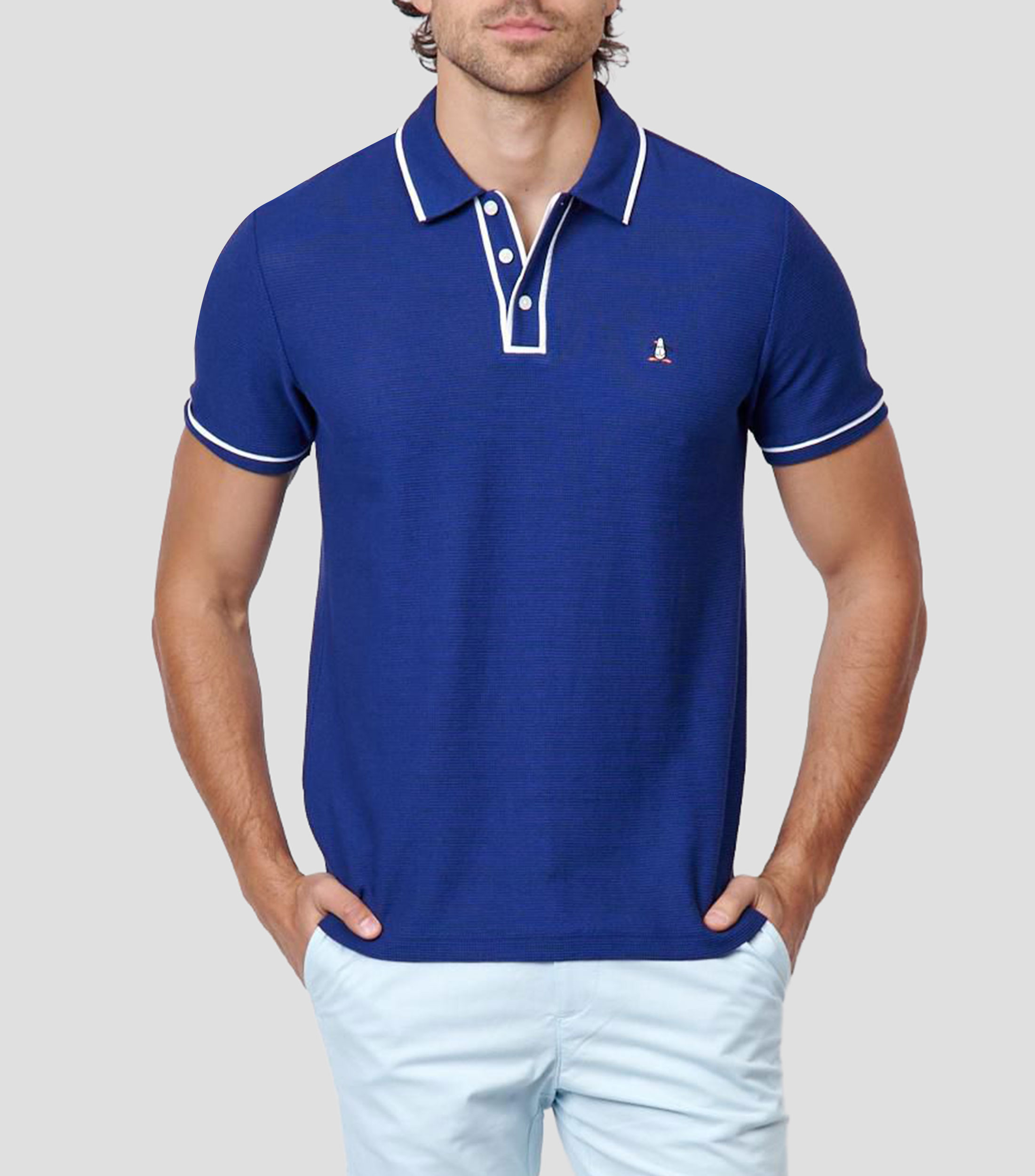 Playera tipo polo manga corta sólida Hombre
